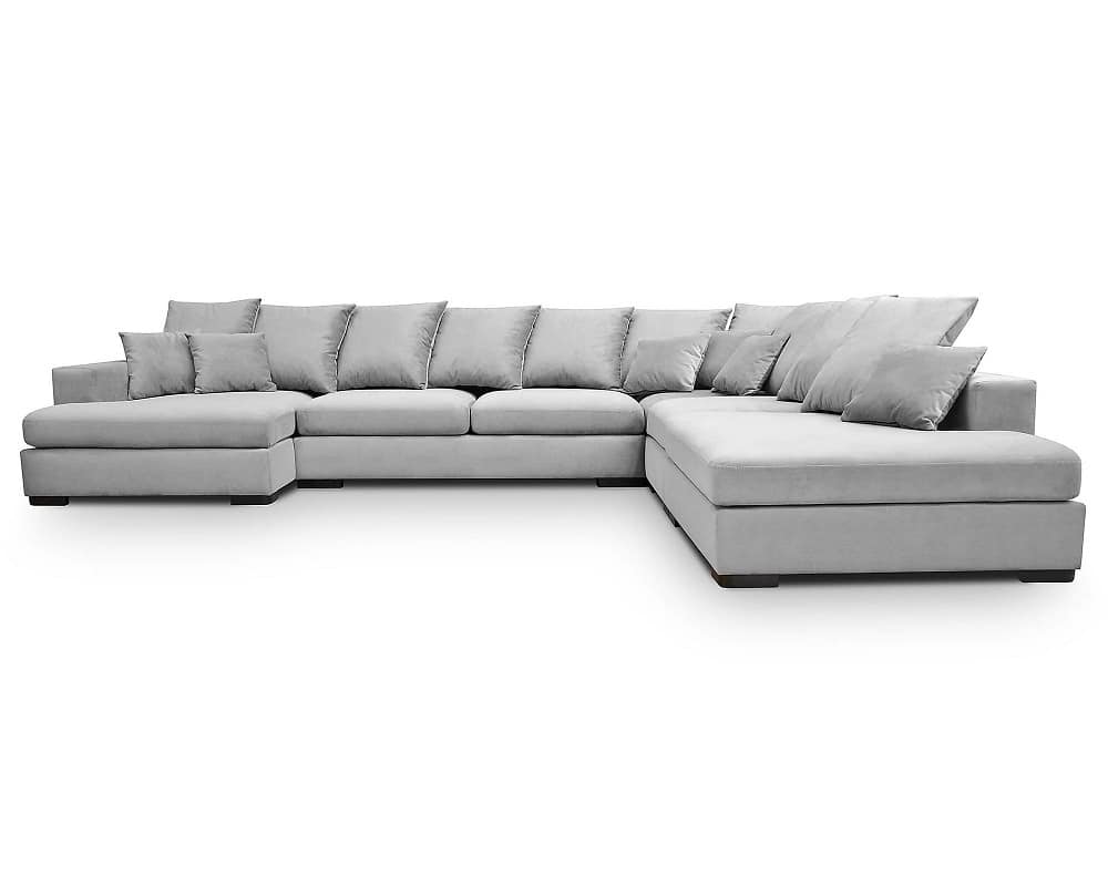 Hamilton XL lysegrå u-sofa set forfra
